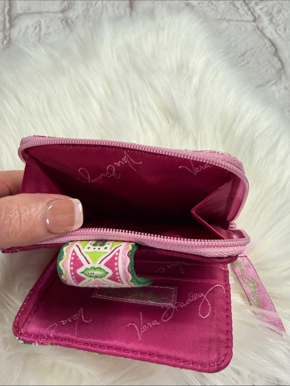 Vera Bradley Pink & Green Paisley Quilted Shoulder Bag with Matching Wallet - Picture 14 of 16